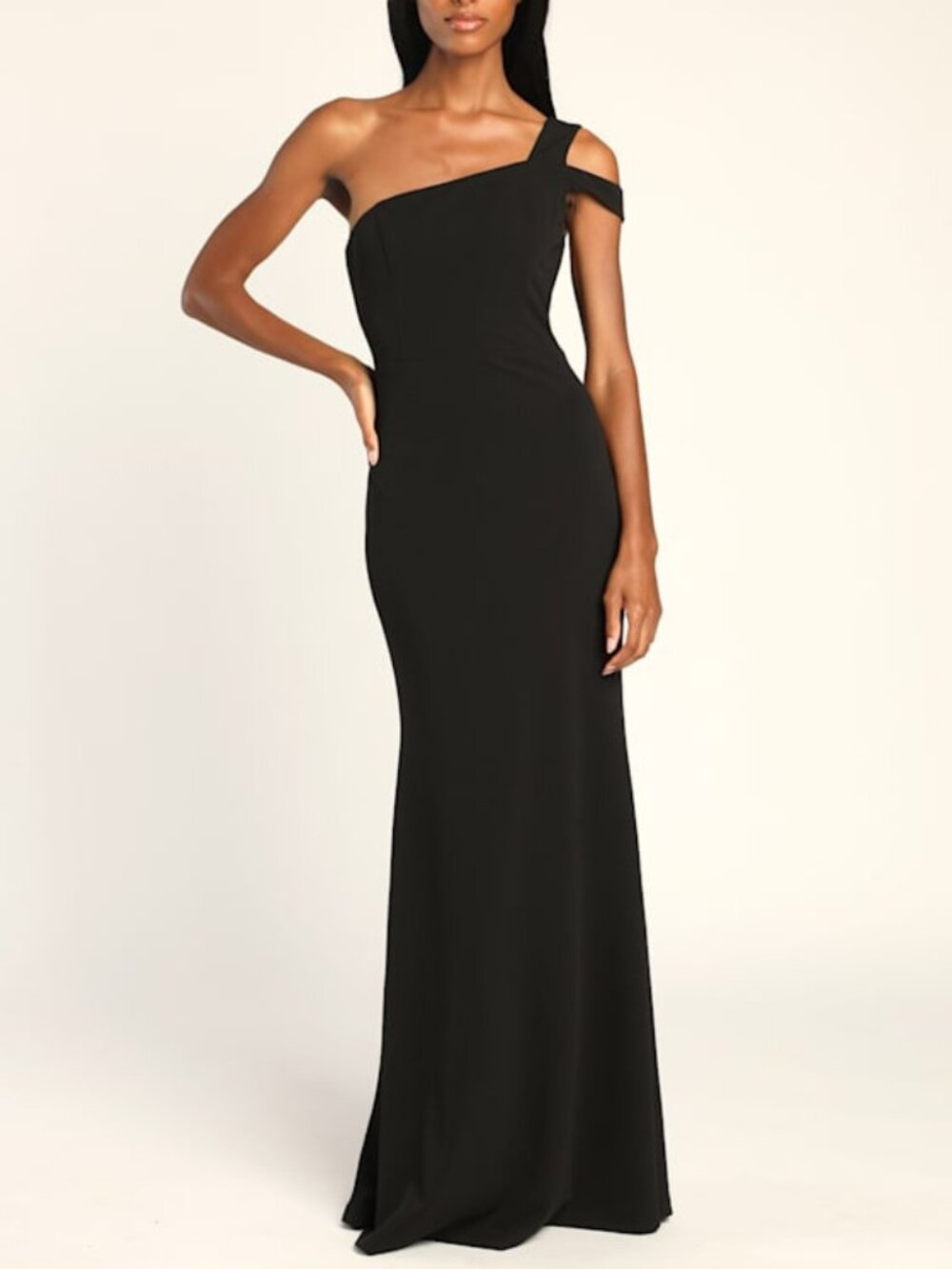Lulus Make An Entrance Black One-shoulder Mermaid Maxi Dress - Size S